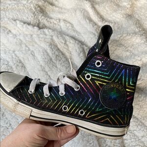 Converse Kids' Black and Rainbow High-Tops